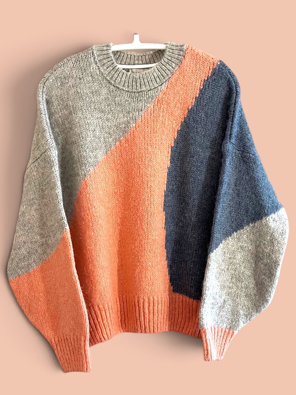 Topshop Abstract Colorblock Oversized Crewneck Sweater Medium
